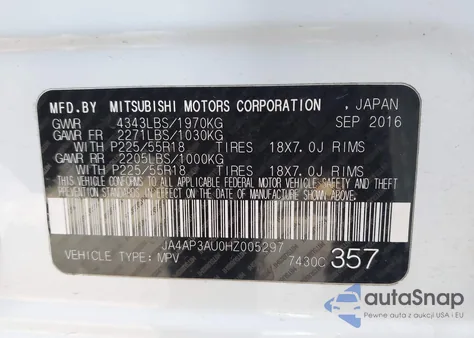 2017 Mitsubishi Outlander Sport 2.0 Le из США, поврежденный, VIN JA4AP3AU0HZ005297